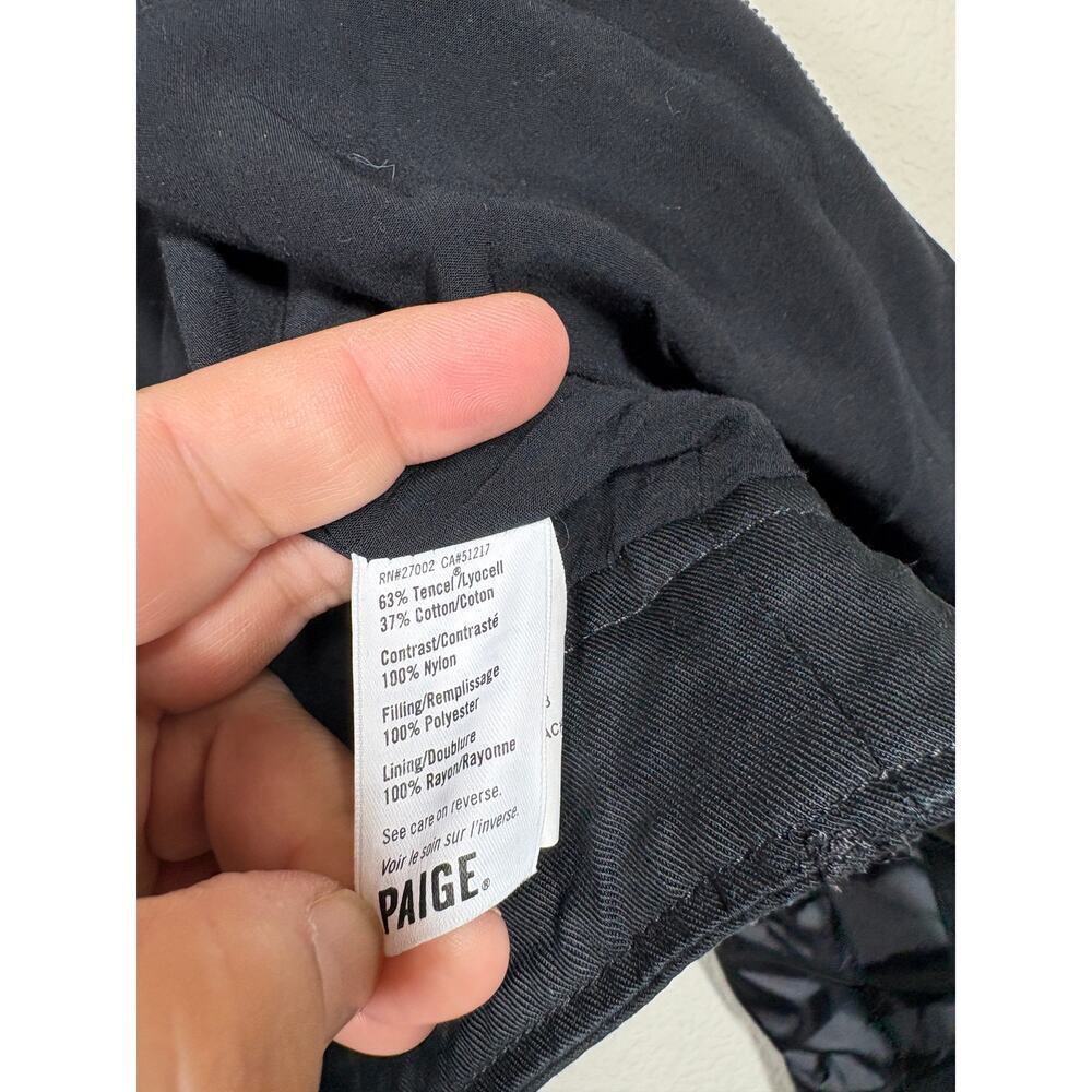 Paige Medium Sheryl Bomber Moto Jacket Black Full Zip Cotton Tencel Blend Pocket - Picture 9 of 11
